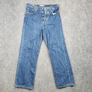 Levis Premium Ribcage Straight Jeans Womens 30 Medium Wash High Rise Denim